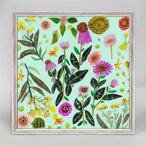 Wildflowers - Milkweed & Coneflowers Mini Framed Canvas by Eli Halpin