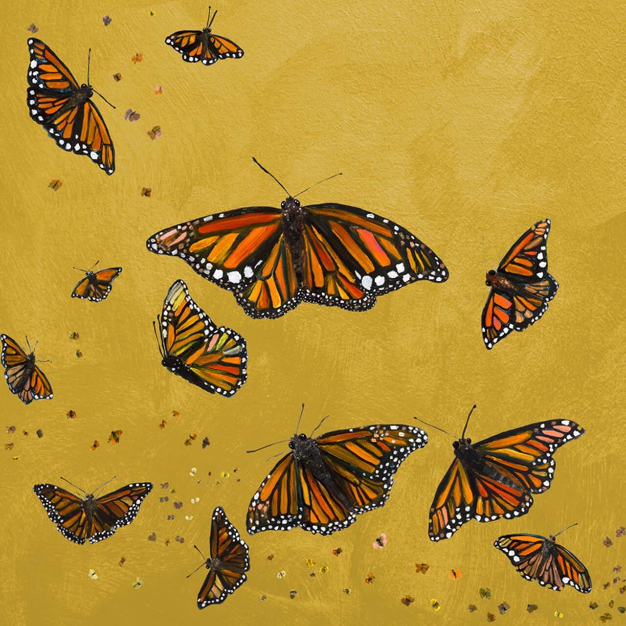 Monarchs - Gold Canvas Print by Eli Halpin + 18"x18"