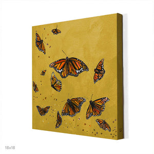 Monarchs - Gold Canvas Print by Eli Halpin + 18"x18"