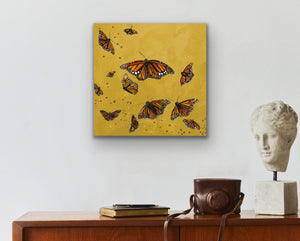 Monarchs - Gold Canvas Print by Eli Halpin + 18"x18"