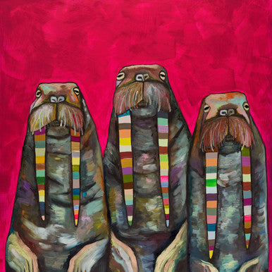 Walrus Trio Canvas Print by Eli Halpin + 14"x14"