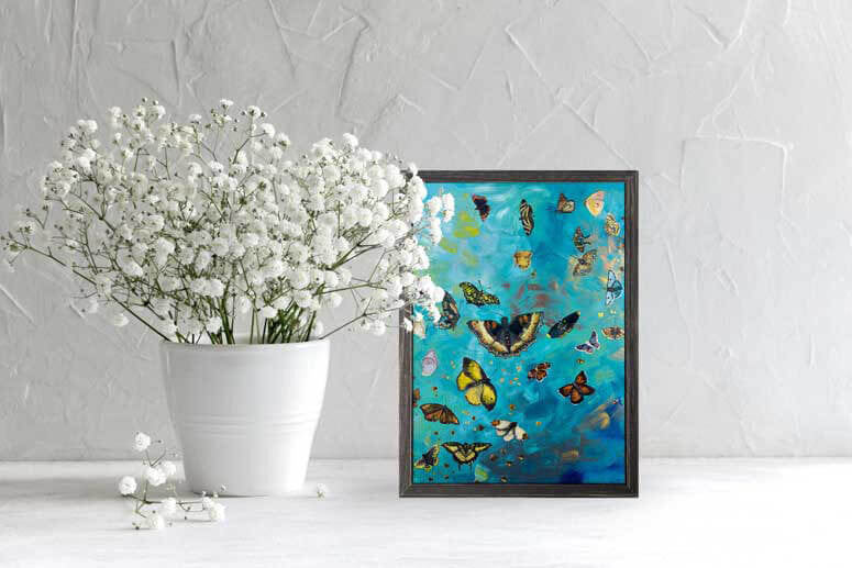 Bunch of Butterflies Mini Framed Canvas Print by Eli Halpin