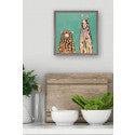 Llama Loves Sheep on Teal Mini Framed Canvas Print by Eli Halpin