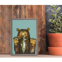 Bear with Salmon Mini Framed Canvas Print by Eli Halpin