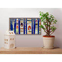 Birch Trees with Wild Birds Cobalt Mini Framed Canvas Print by Eli Halpin