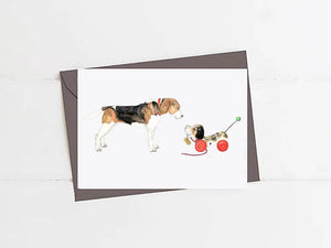 Beagle Meets Beagle Card by Emily Mercedes