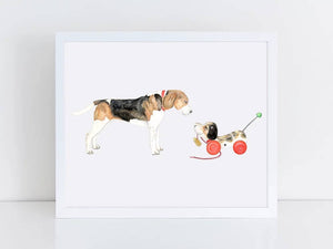 Beagle Meets Beagle Print  by Emily Mercedes