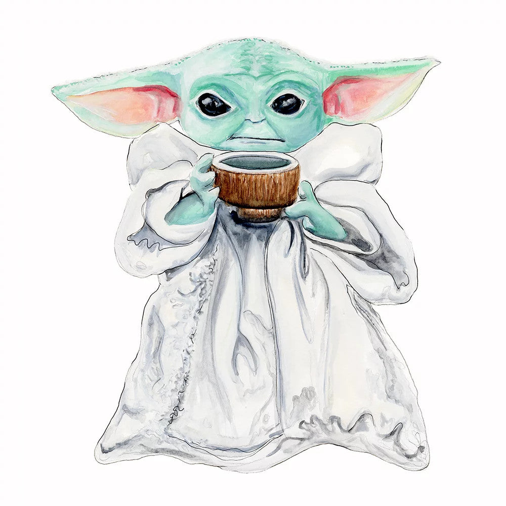 Baby Yoda Print by Emily Mercedes