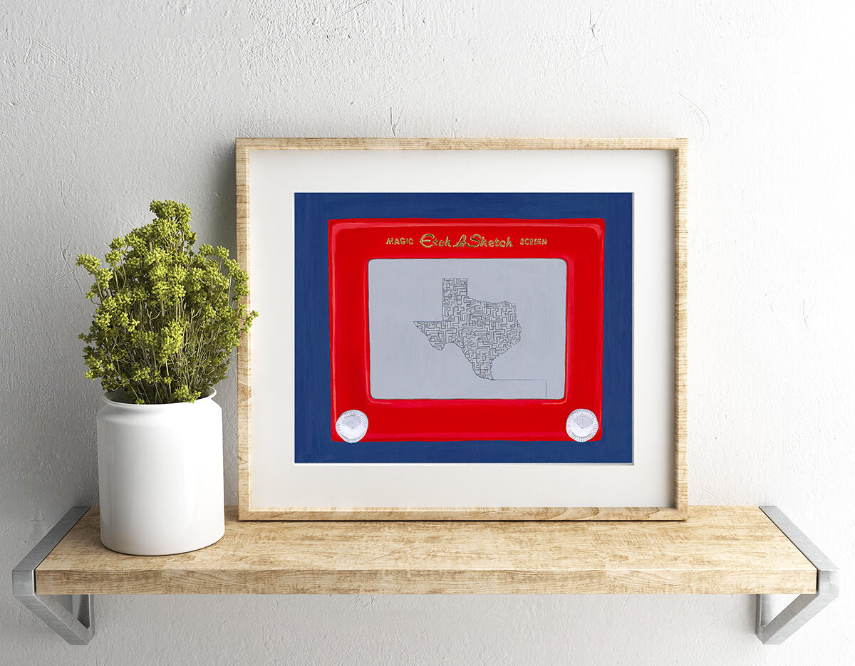 Texas Etch-A-Sketch Print by Emily Mercedes