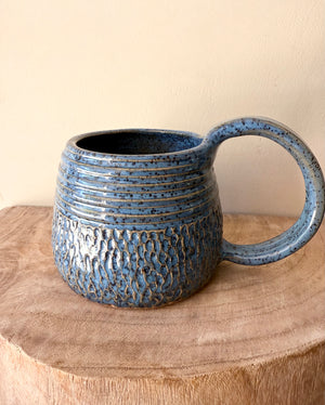 Blue Carved Mug by Fig Tree Pots
