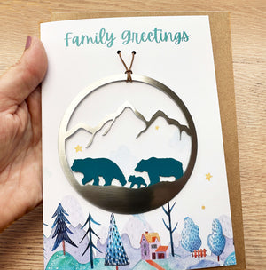 Family Greetings Card with Bear Family Ornament by Authenticaa