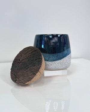 Blue Wave Corked Vessel by Fig Tree Pots