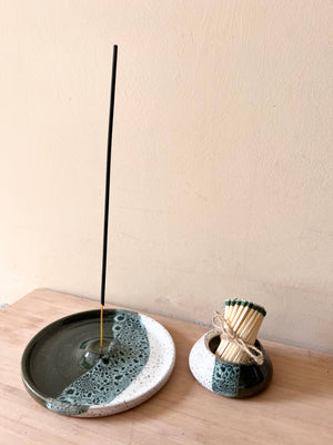 Green Moss Incense Holder by Fig Tree Pots