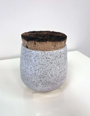 White Speckled Corked Vessel by Fig Tree Pots