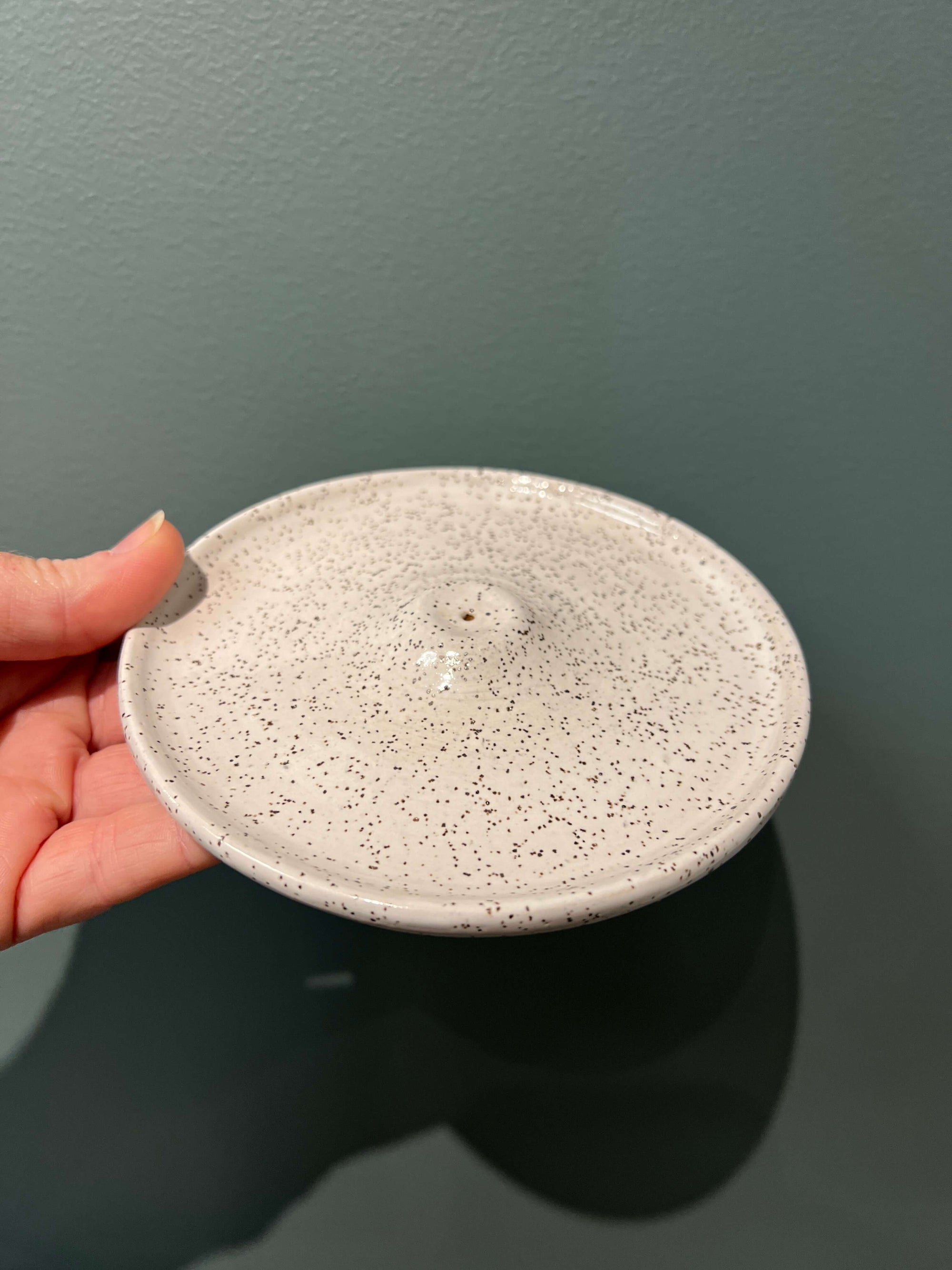 White Speckled Incense Holder by Fig Tree Pots