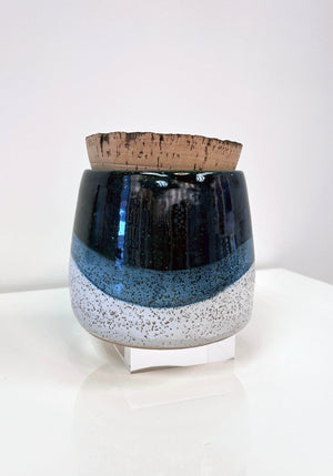 Blue Wave Corked Vessel by Fig Tree Pots