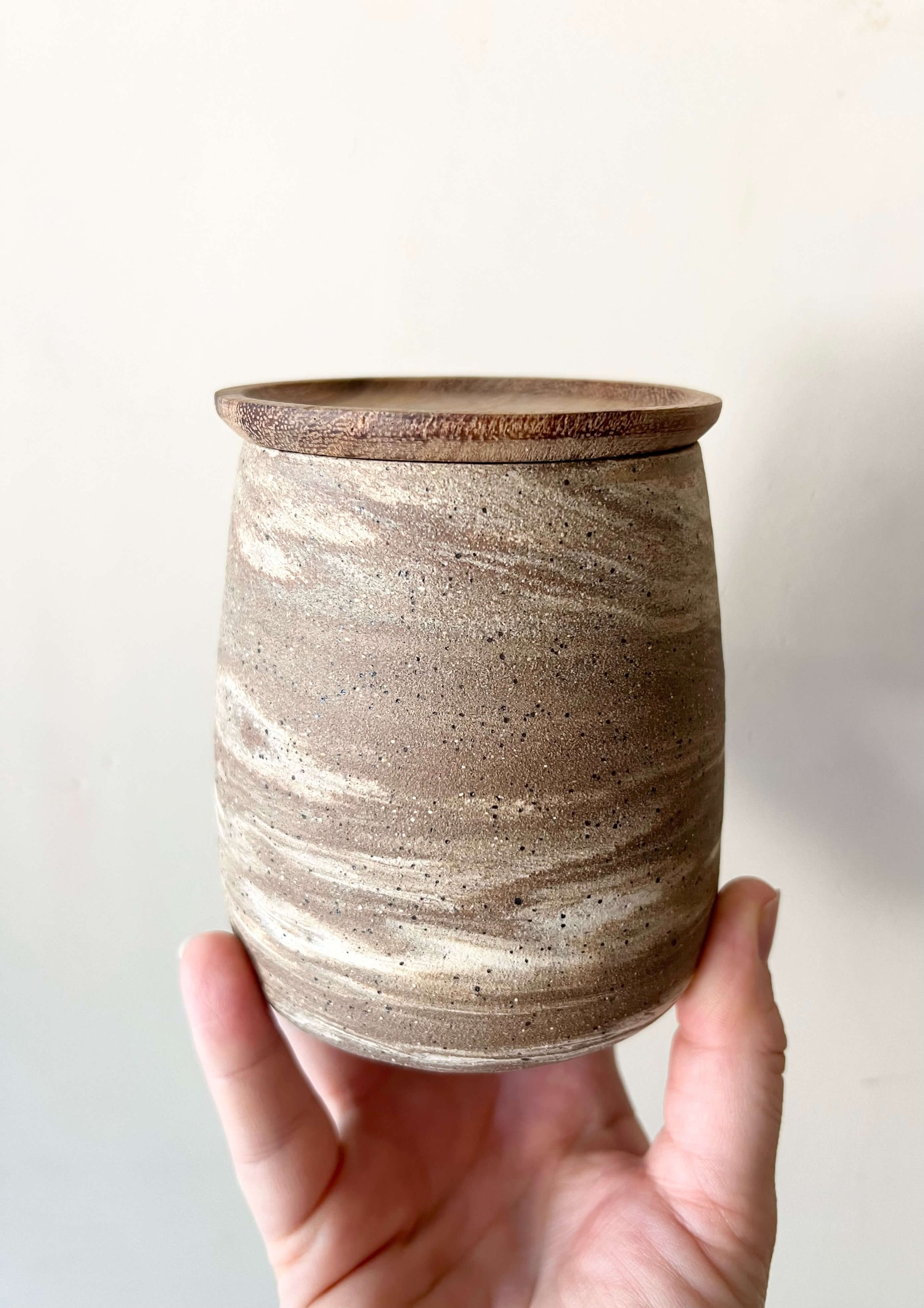 Marbled Lidded Vessel by Fig Tree Pots