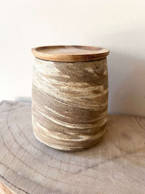 Marbled Lidded Vessel by Fig Tree Pots