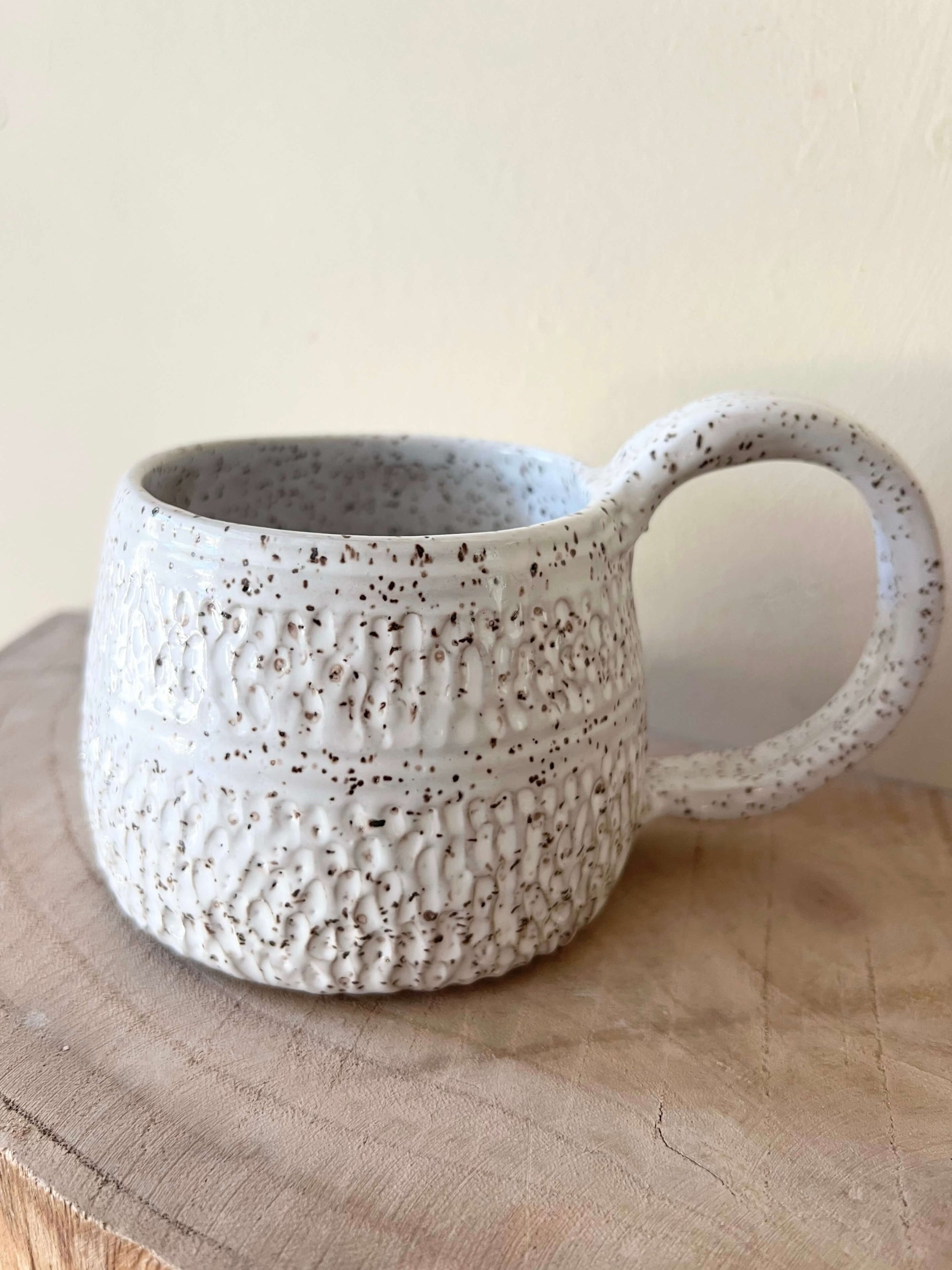 Classic White Carved Mug by Fig Tree Pots