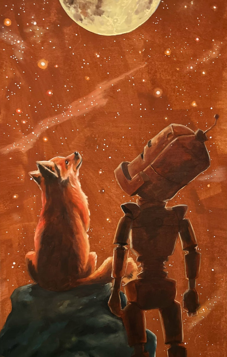 Fox Moon Bot - Robots in Rowboats by Lauren Briere + Paper Print