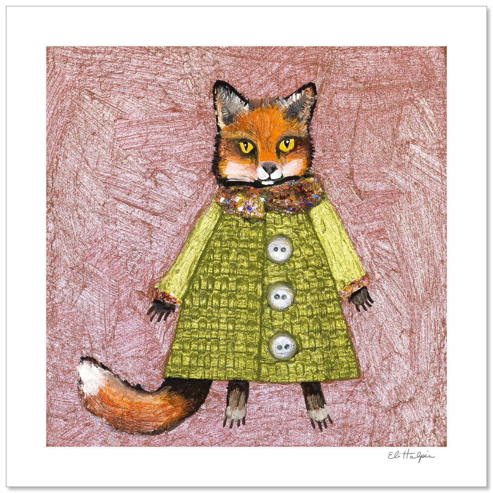 Foxy Winter Coat Print by Eli Halpin + 12"x12" Paper