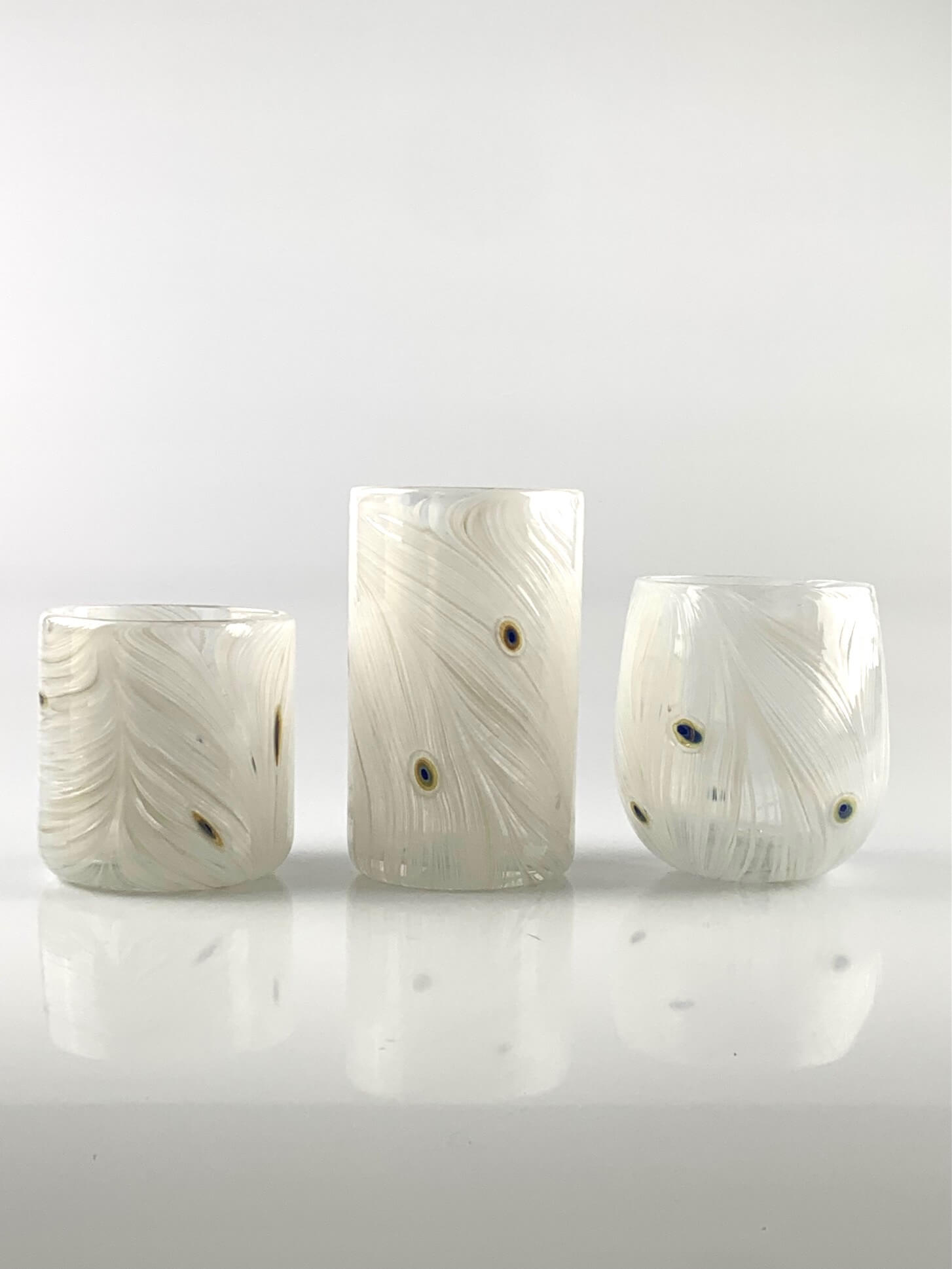 Peacock Feather Glass Cups by Ghost Pepper Glass + Rocks