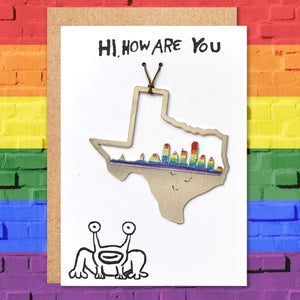 Hi How Are You Card and Austin Rainbow Skyline Ornament by Authenticaa