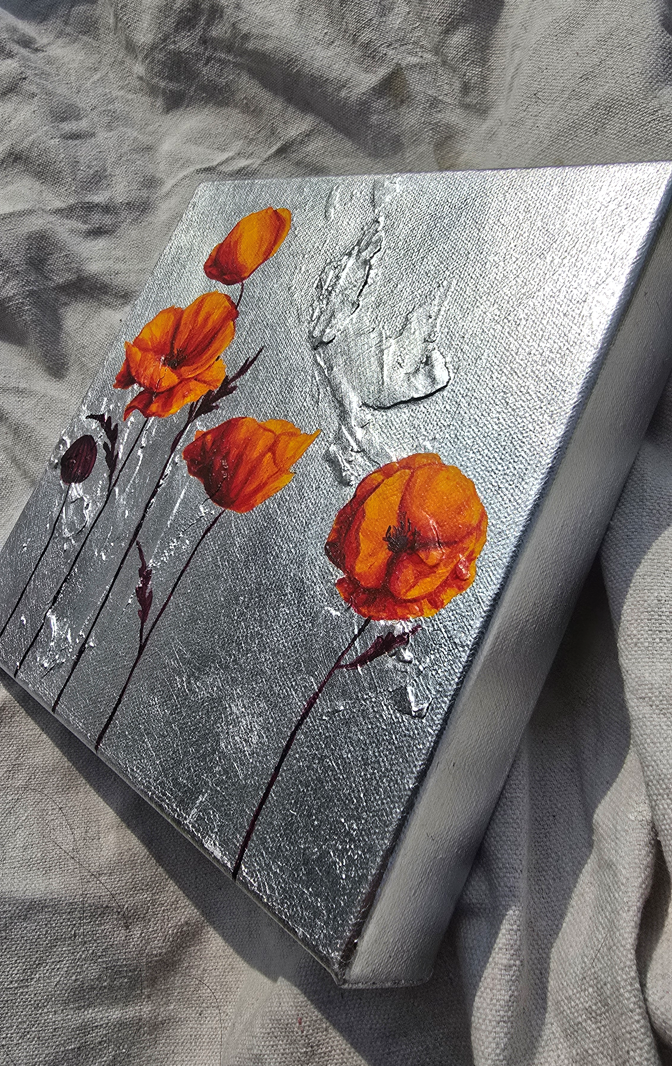 Handful of Orange Poppies in Silver III by Lauren Hua