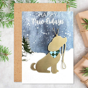 Happy Paw-lidays Card with Dog Ornament by Authenticaa