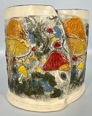 Colorful Mushroom Planter with a Blue Rim by Hooting Buddha