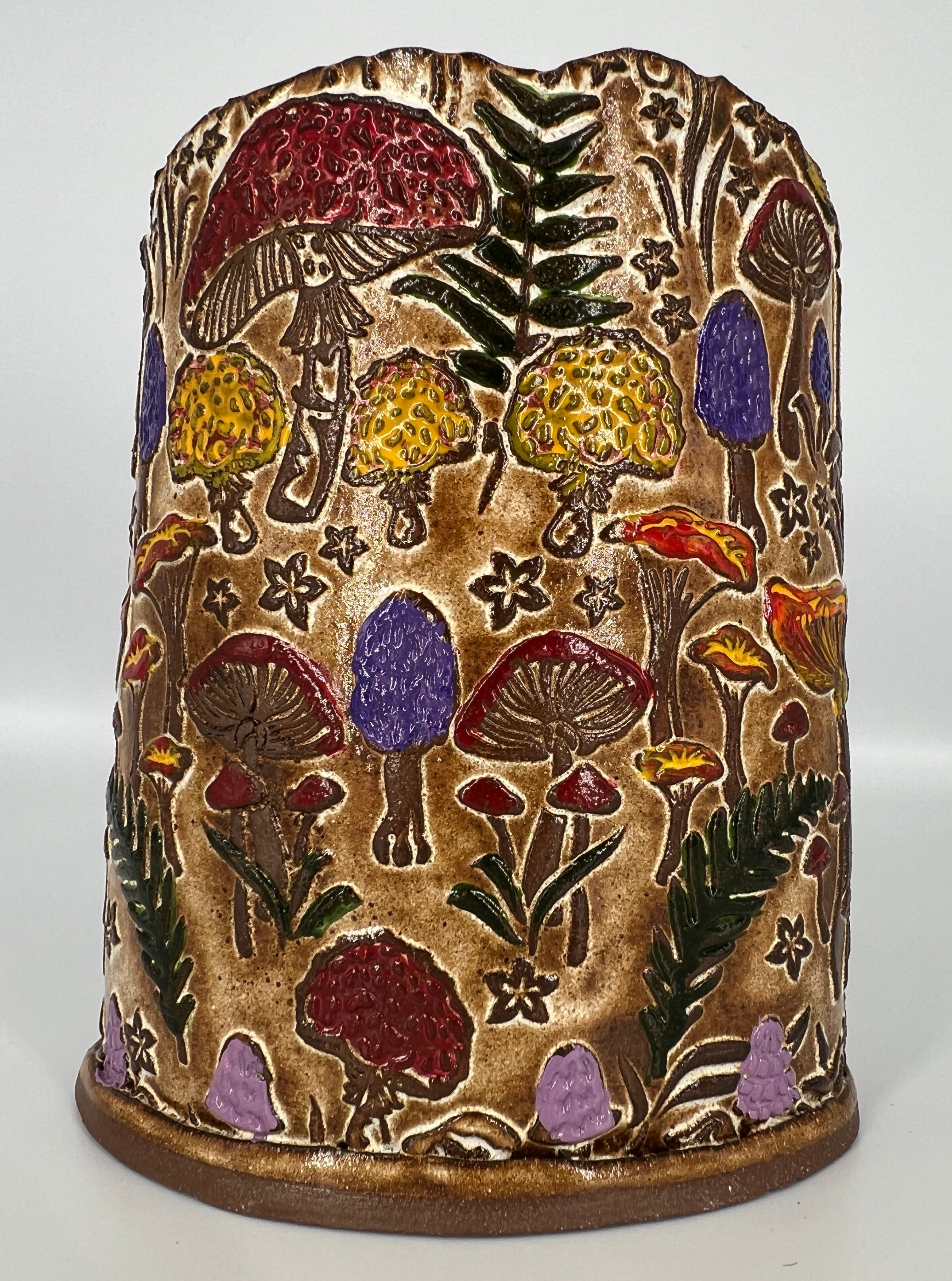 Colorful Mushroom Planter with Pops of Purple by Hooting Buddha