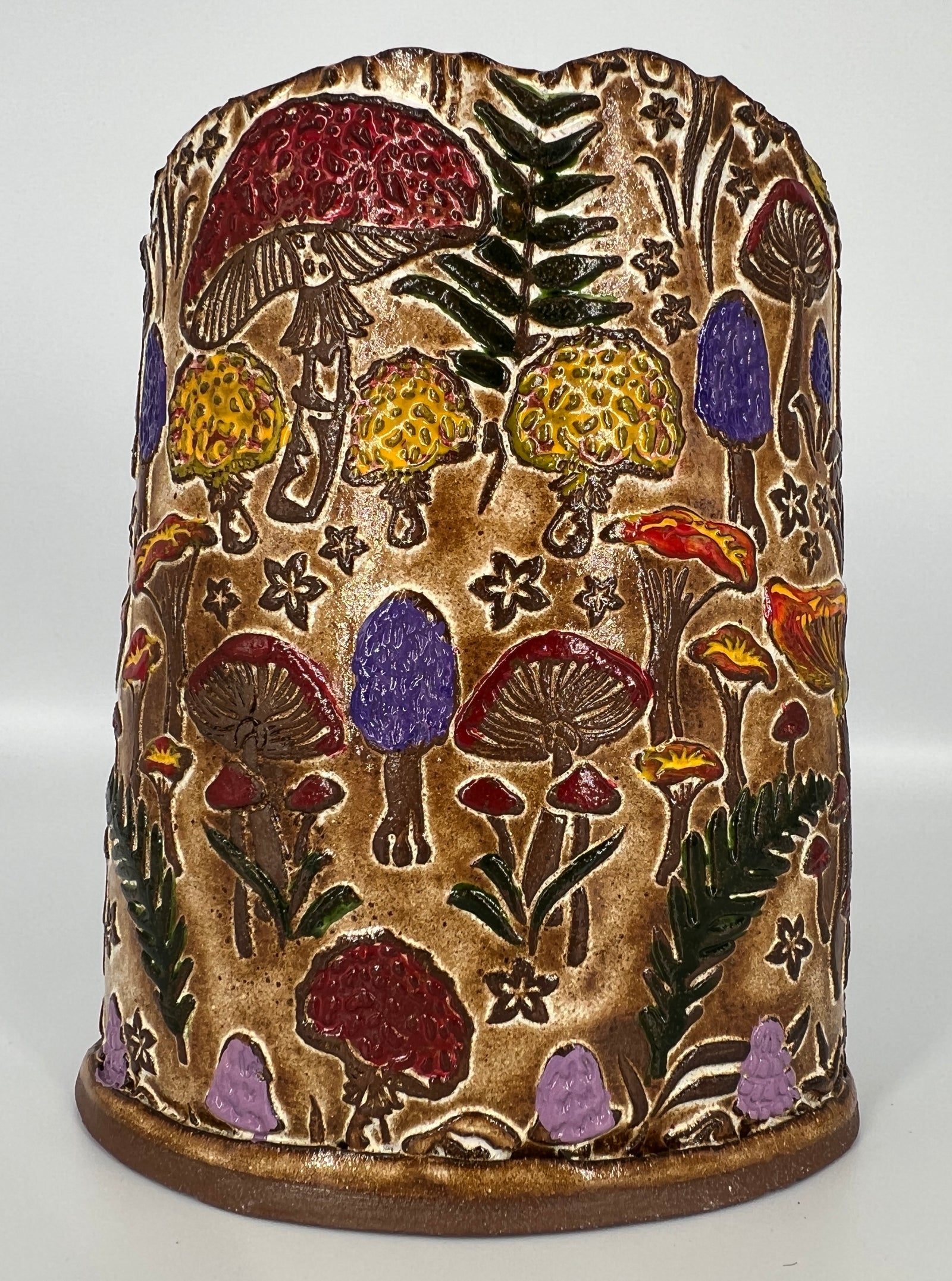 Colorful Mushroom Planter with Pops of Purple by Hooting Buddha