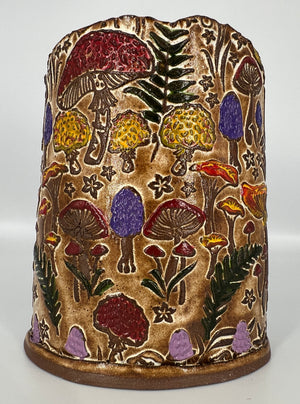 Colorful Mushroom Planter with Pops of Purple by Hooting Buddha