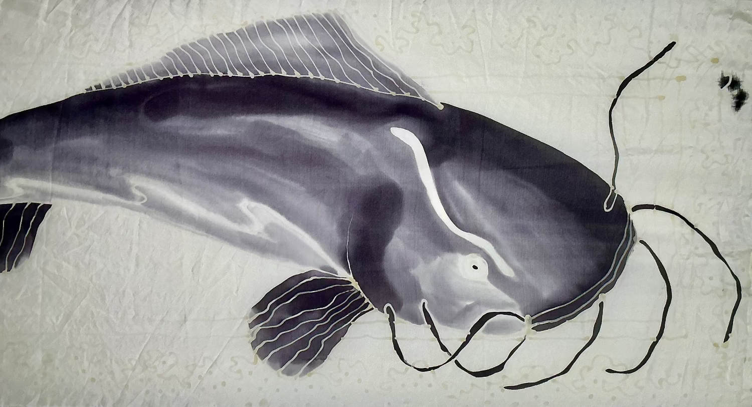 Black and White Catfish Banner by Natalie Wilson