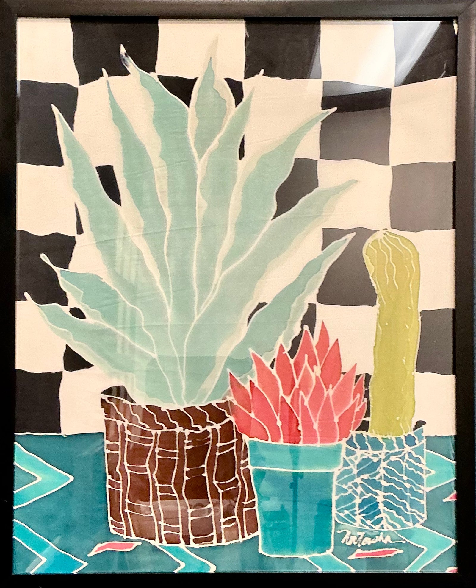 Potted Plant Silk Painting by Natalie Wilson