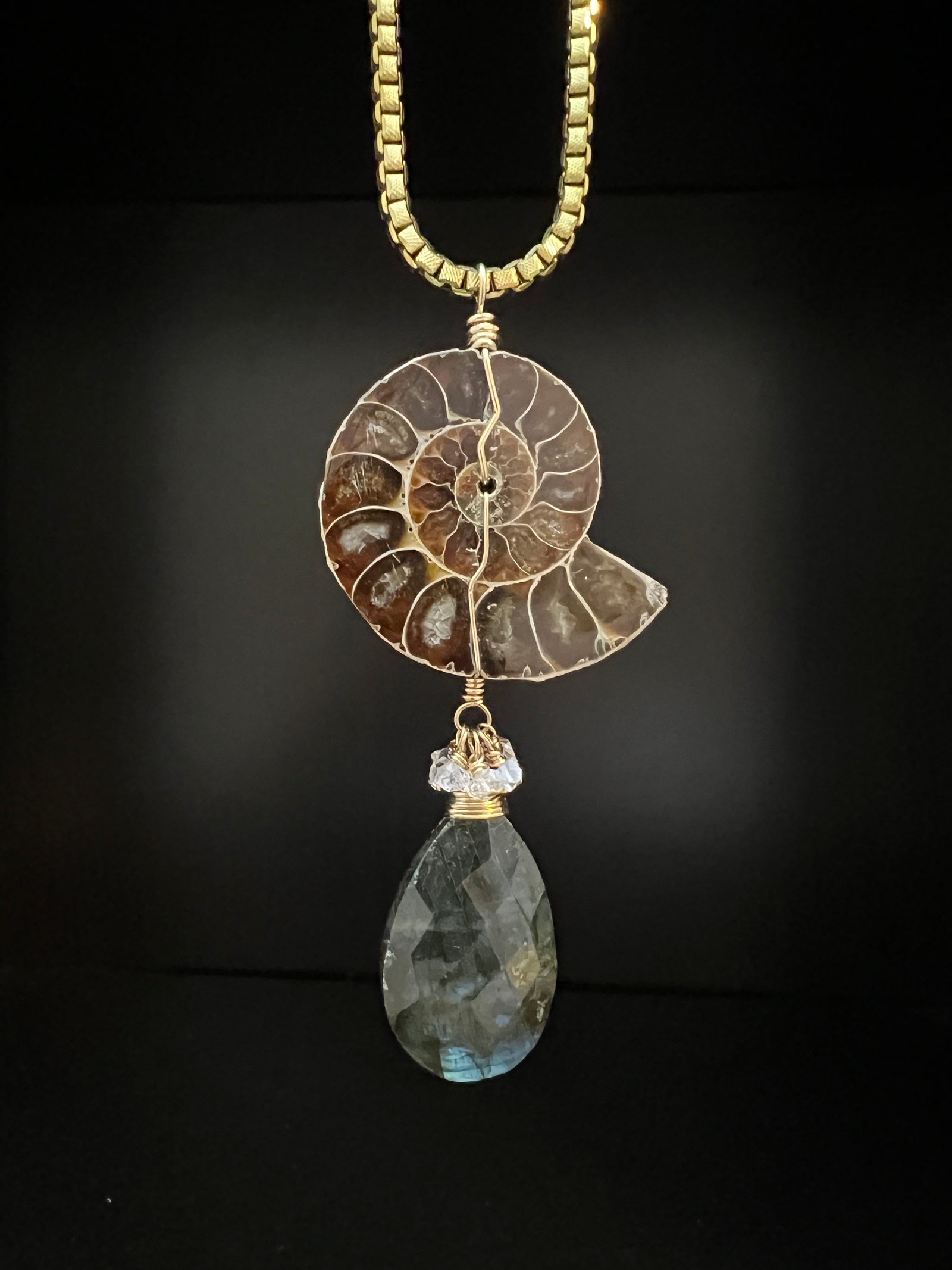 Ammonite and Labradorite Necklace by Pake