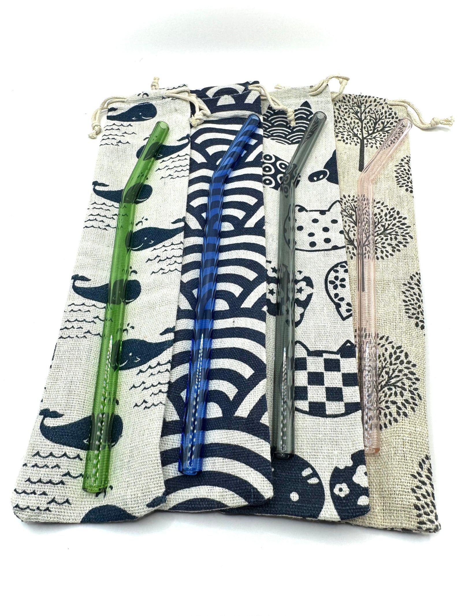 Long Bent Straws with Carrying Bag & Cleaning Brush by Good Morrow Glass