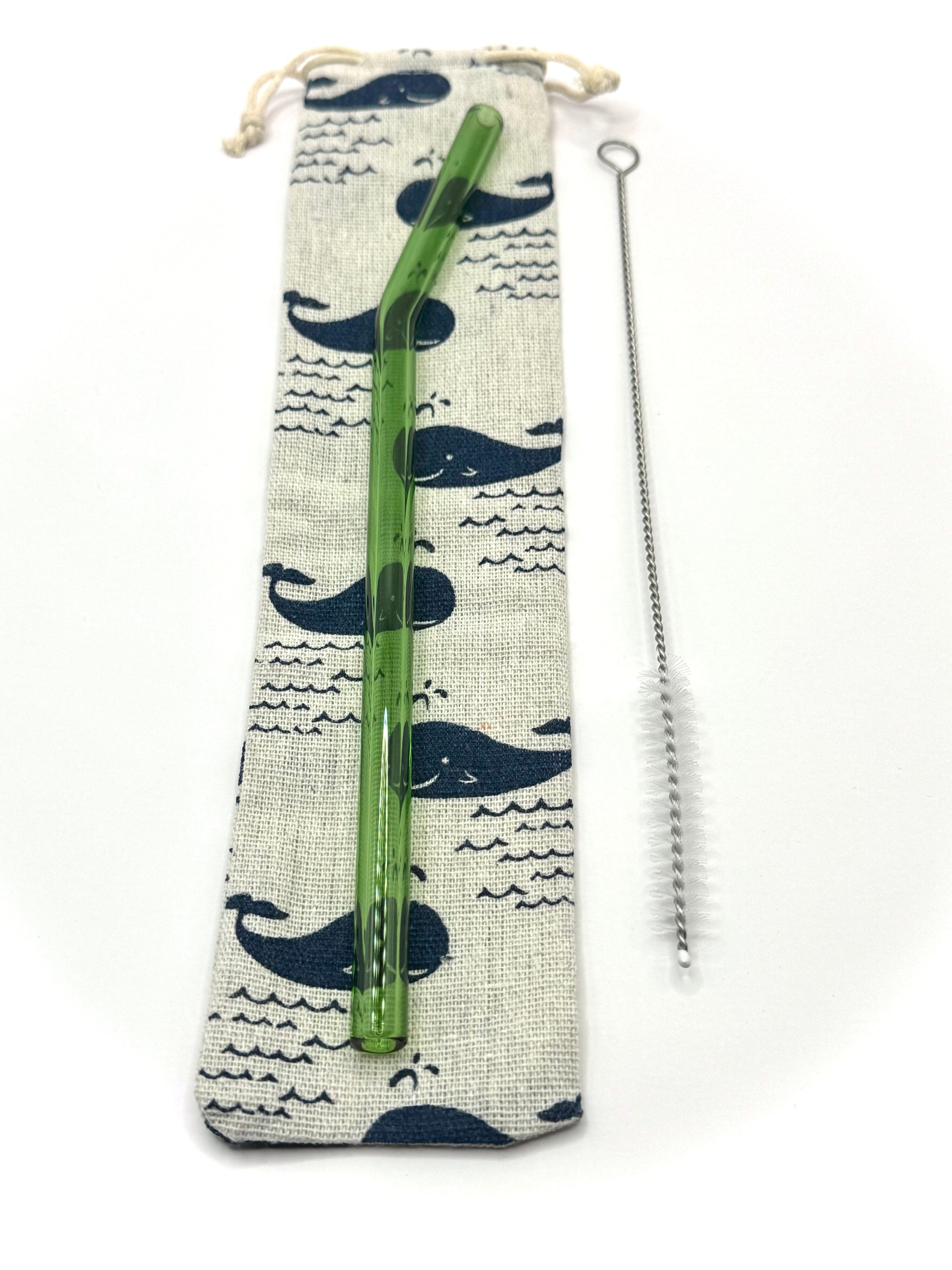 Long Bent Straws with Carrying Bag & Cleaning Brush by Good Morrow Glass