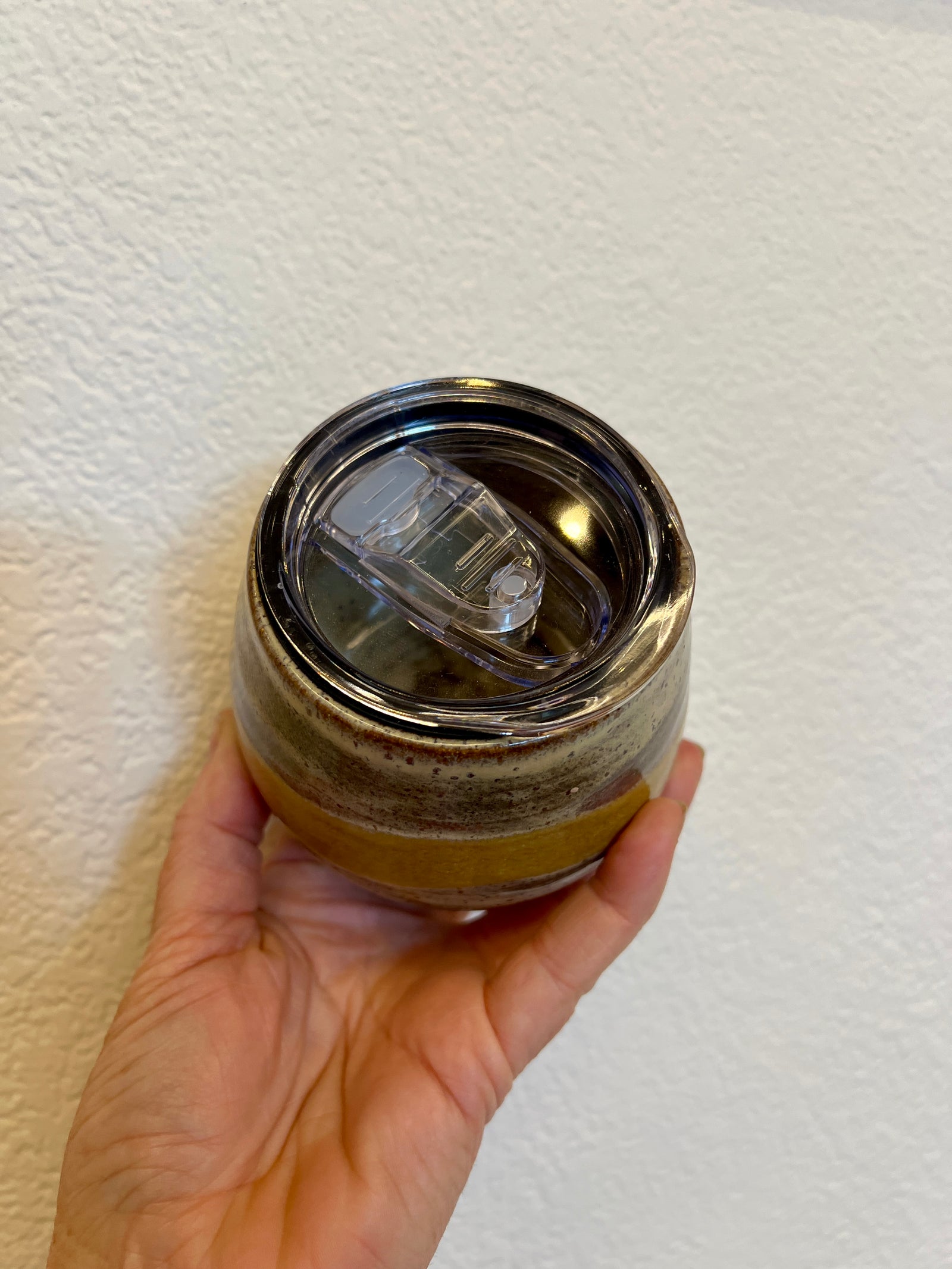 Oak and Mustard Wave Travel Cup by Fig Tree Pots