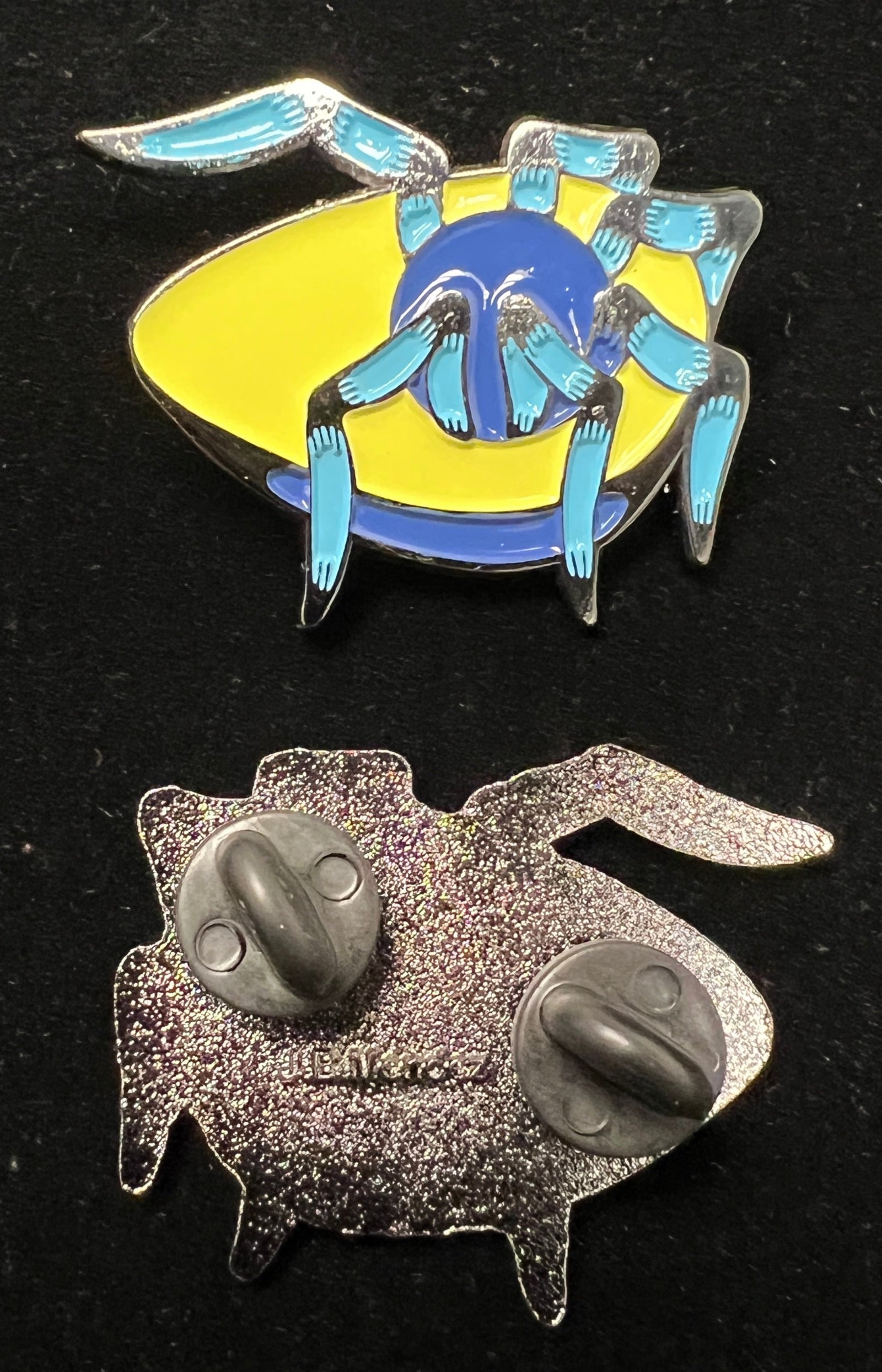 Avocado Spider Pin by J.B. Mendez - Yellow and Blue