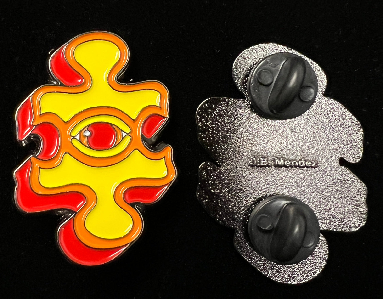 Puzzle Eye Piece Pin by J.B. Mendez - Red and Yellow