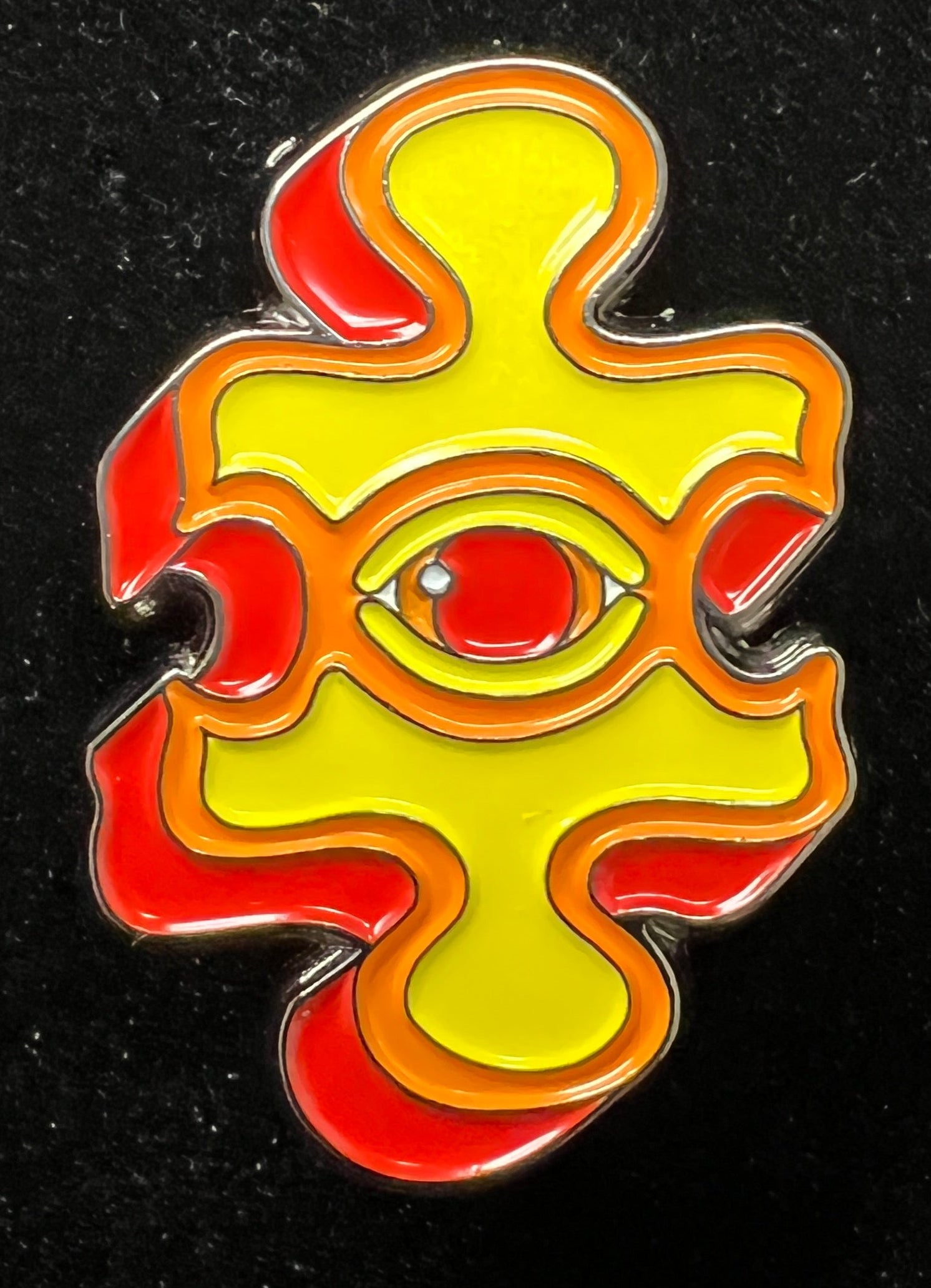 Puzzle Eye Piece Pin by J.B. Mendez - Red and Yellow