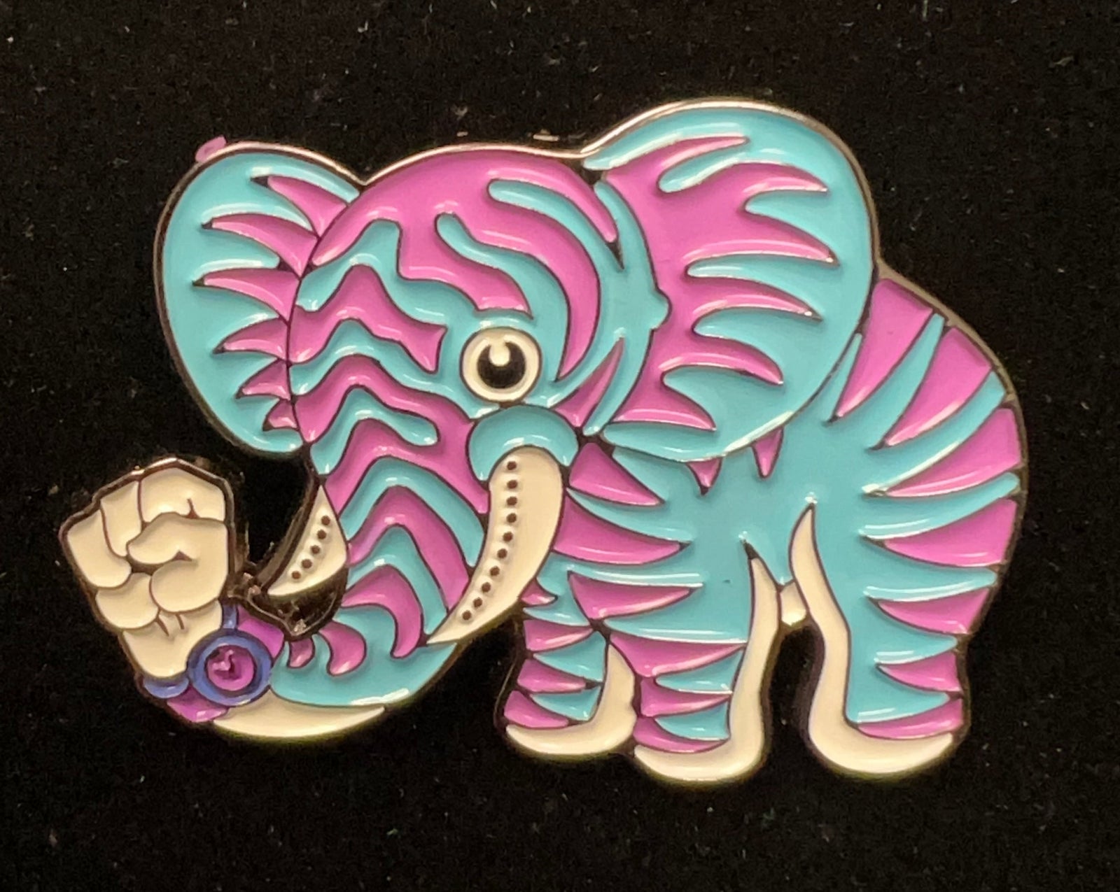 Tiger Elephant Pin by J.B. Mendez - Blue and Purple