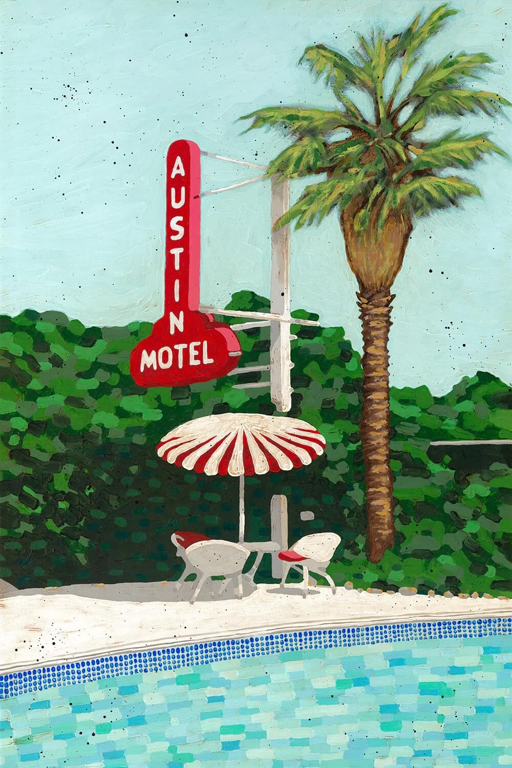 Austin Motel Print by Joel Ganucheau