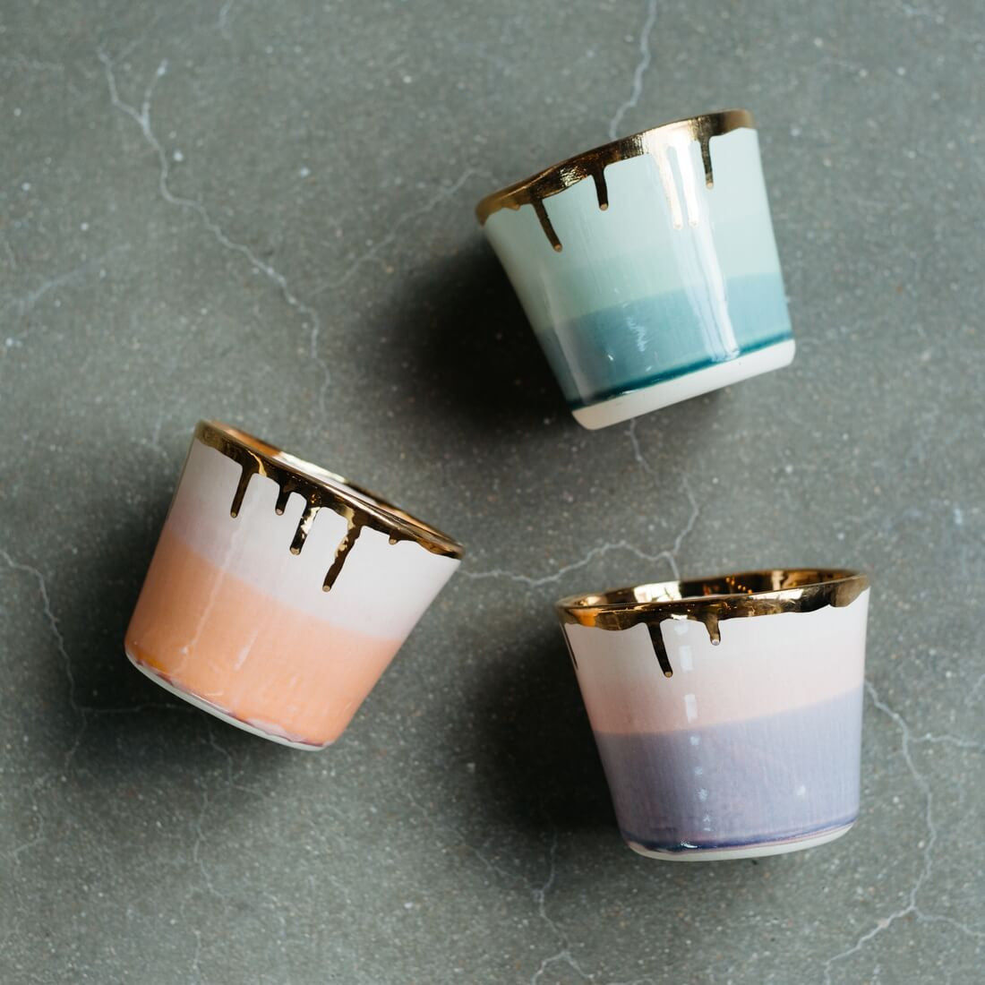 Porcelain Tumblers with 22k Gold by Karacotta Ceramics