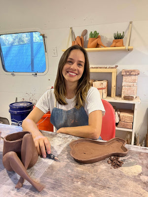 Cactus Clayworks is a small batch ceramic studio in Austin, TX specializing in unique terracotta planters celebrating the leggy lower half of the body.