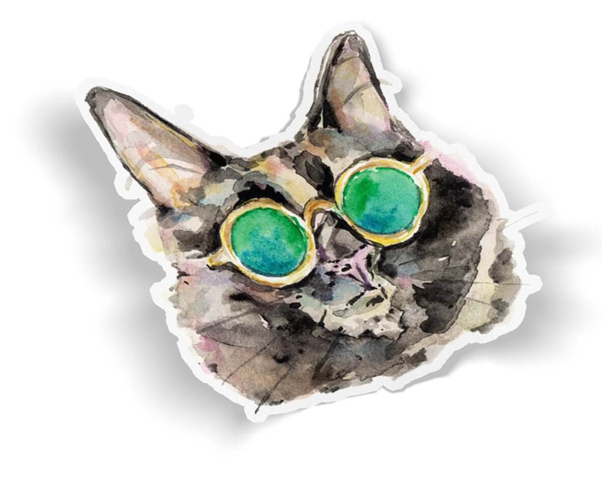 Sunglasses Cat Sticker by Kathyphantastic