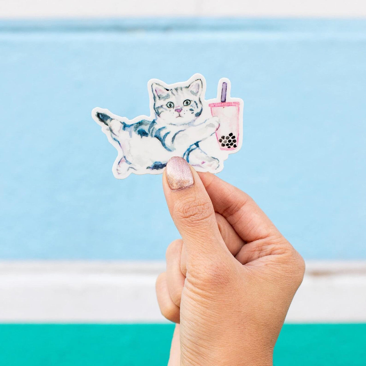 Boba Tea Kitty Sticker by Kathyphantastic