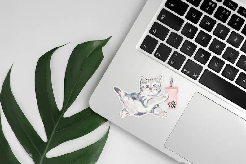 Boba Tea Kitty Sticker by Kathyphantastic