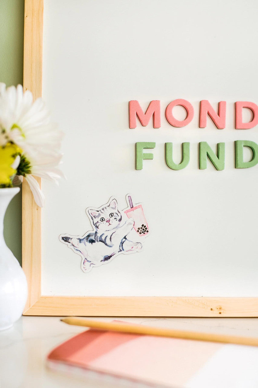 Boba Kitty Magnets by Kathyphantastic